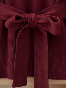 INAWLY Plus Drop Shoulder Belted Wrap Knit Top