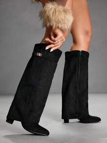 CUCCOO SZL CUCCCOO Women's Fashion Pointed Toe Leather High Heel Boots For Christmas