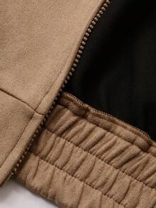 DAZY Damen Lässig Loose Fit Wildleder-Optik Jacke, Outdoor Street Style Mode, Herbst/Winter Damen Mäntel - Khaki - Übersicht 6