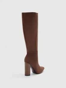 CUCCOO BIZCHIC Women's Fashion Brown Suede Chunky Heel Pointed Toe Over-The-Knee Boots, Classic Versatile For Commute, Date, Party, Holiday - Coffee Brown - View 9