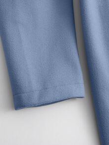 DreamSkyne Plus Size Fashionable Solid Color Woolen Coat With Belt, Versatile For Autumn/Winter - Baby Blue - View 7
