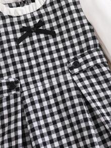 Elladie kids 少女复古法式优雅可爱格纹碎花长袖二合一中长连衣裙，秋冬季节适用。这款连衣裙适合学校、家庭聚会和休闲娱乐。这款连衣裙的设计让少女们看起来充满活力和可爱，为她们增添更多活力。无论是外出还是在温馨的家庭环境中，这款连衣裙都一定会为少女们带来乐趣和活力！ - 黑與白 - 查看 5