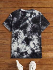 Manfinity BRENVOR Camiseta de manga corta con estampado de cara de dibujo animado en tie dye para hombre, para salir, para amigos