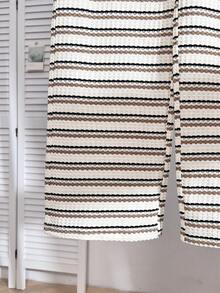 Tween Girl Half-Zip Drop Shoulder Casual Striped Versatile T-Shirt Set