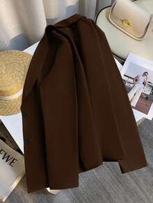 Franclia Women's Black Long Sleeve Fitted Sexy Blazer Jacket, Winter - Coffee Brown - View 2