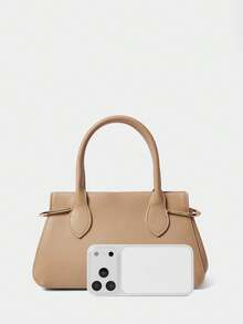 SHECARRY Women's Fashion Minimalist Commuter Handbag For Daily Use - Apricot - View 4
