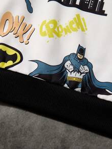 BATMAN X SHEIN Tween Boy & Cool Casual Cartoon All-Over Print Loose Fit Crew Neck Long Sleeve Knit Sweatshirt, White - White - View 4