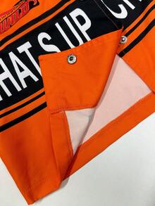 StreetHx Women's Streetwear Motorcycle Letter Print Cropped Jacket - Orange - View 7
