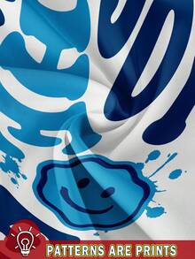 SHEIN ModeFlare Wear Baby Boy Casual Minimalist Smile Pattern Knit Soft Hooded Pullover Sweatshirt, Thick Design Suitable For Autumn