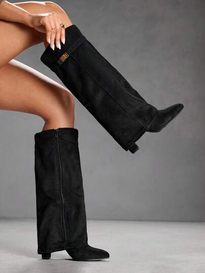 CUCCOO SZL CUCCCOO Women's Fashion Pointed Toe Leather High Heel Boots For Christmas