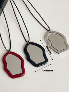 1pc/3pcs Cloud-Shaped Mirror Pendant Sweater Chain For Women, Unique Neck-Hanging Pendant, 3D Asymmetrical Small Mirror Necklace, Outfit Accessories - Multicolor - View 6