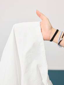 CourtClass Contrast Trim V-Neck Pocket Long Sleeve Sporty Sweatshirt - White - View 8