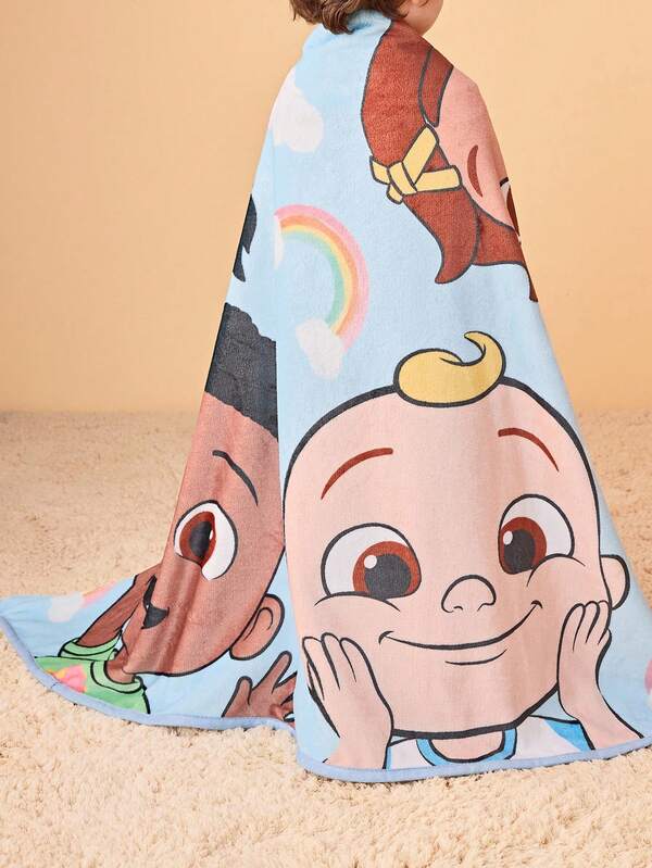 CoComelon X SHEIN 1Pc Cute Rainbow Printed Flannel Thickened Blanket, Soft And Warm, Not Easy To Lose Hair, Various Sizes, Sofa, Bed, Lunch Break Can Be Used