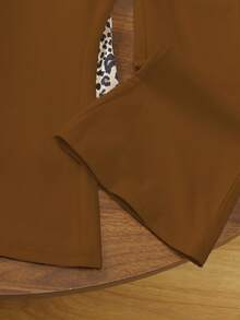 3件套女童针织弹力面料黑色花卉豹纹印花打底裤套装，适合秋冬季叠穿和休闲穿着 - 彩色 - 查看 3