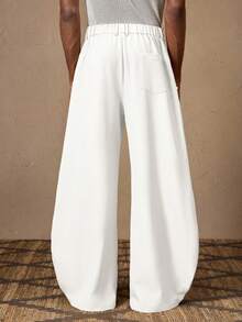 AKNOTIC Business Casual 男士休闲宽松松紧腰直筒斜纹布裤，适合夏季、度假、日常穿着、派对、情侣装、男士礼物 - 白色 - 查看 6