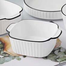 小型烤盘套装，长方形千层面烤盘，小型陶瓷烤盘，带把手长方形烘焙用具，适用于微波炉 - 彩色 - 查看 6