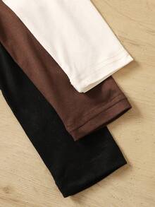 SHEIN 3pcs/Set Young Girl & High Stretch Collar Basic T-Shirts, Casual Autumn Chic For Autumn/Winter - Multicolor - View 10