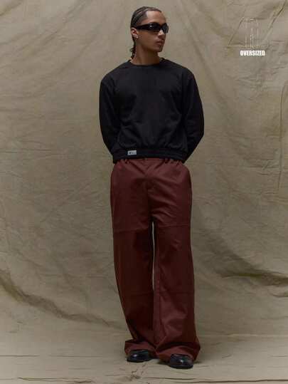 Musero Pantalón de pierna ancha básico con abotonadura para otoño e invierno