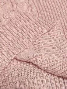Elenzga Plus Size Solid Color Fitted Knit Dress, Casual For Autumn/Winter - Coral Pink - View 6
