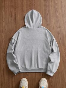 SWAVVY 男式字母图案长袖连帽卫衣 - 淺灰色 - 查看 4