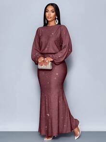 SOLERSUN Thích hợp cho tiệc Giáng sinh, kỳ nghỉ, hẹn hò và ngày lễ tình nhân, váy dài ôm sát gợi cảm viền đuôi cá màu hồng thanh lịch dành cho nữ - Màu đỏ tím - Xem 7