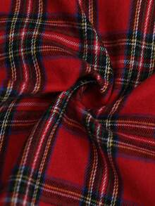 EMERY ROSE Plus-Size Check Bow Lace-Up Long-Sleeve Button-Down Ladies' Christmas Dress - Multicolor - View 7