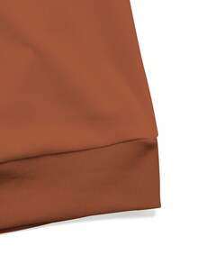 GlowEve Sweatshirt Kasual Lengan Panjang Leher Bulat Motif Garis-garis untuk Wanita, Musim Gugur/Dingin - Burnt Orange - View 5