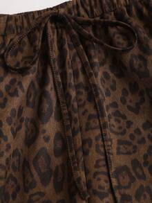 Sweetra Women's Retro Relaxed Deer Velvet Smiling Face & Leopard Print Straight Leg Wide Pants, Autumn/Winter - Multicolor - View 5