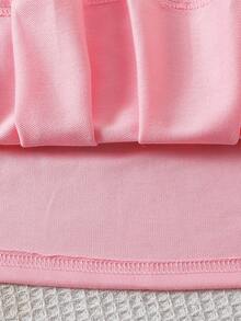 SHEIN Explorewe 3件套少女装：杏色卫衣温暖柔软，舒适百搭；黑色背心，简约时尚的“洛杉矶”印花；梭织裙，甜美可爱。颜色协调，可单独穿着，也可搭配不同风格，适合春秋冬。 - 粉色 - 查看 8