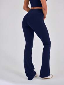 Musera Sport 高腰塑形喇叭运动紧身裤，仅限板式网球、网球、匹克球、健身房、普拉提、日常休闲穿着。 - 藏蓝色 - 查看 2