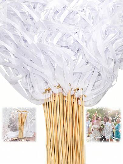 10/20pcs Ribbon Wands With Triple Lace & Golden Bells - Wedding Fairy Magic Wands, Party Favors, Decoration For Weddings/Birthdays/Events