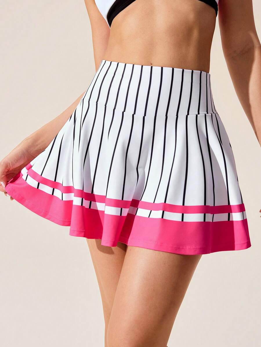 Core Rhythm Women's Tennis Workout Outdoor Dopamine Color Striped Print Sports Skorts With Phone Pocket Swim Skirts Pickleball Skirts Cute Tennis Skirts Pleated Skort - Multicolor - View 1