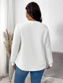 EMERY ROSE Plus Size Casual Versatile White Three-Color Heart Gradient Sweatshirt For Women,Smart Casual Everyday Summer Halloween Fall Long Sleeve Tops - Multicolor - View 2