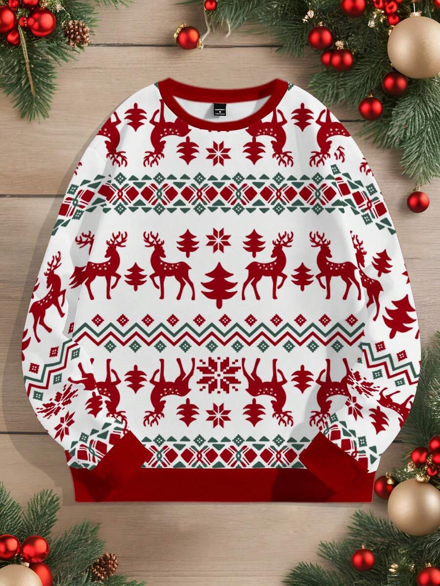 Manfinity RelaxMax Men's Christmas Themed Pullover Sweatshirt, Suitable ...
