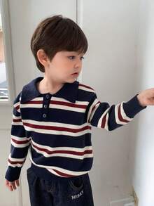 DAZY Toddler Boys' Striped Casual Long Sleeve Sweater, Autumn/Winter - Blue - View 6