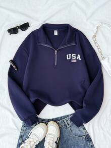 青少年女孩运动衫套装落肩拉链半开襟短款运动衫