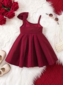 Cute & Elegant Burgundy Knit Camisole Dress For Baby Girl - Burgundy - View 2