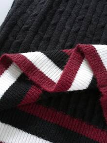 Manfinity Campus Court Herren Kontrast-Kragen Lässig Strickweste, Herbst/Winter