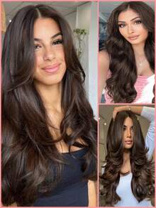 SMART&MATCH 1Pc Body Wave Chocolate Brown Clip In Hair Extensions With 8 Pcs Clip In Hair Extensions Virgin Human Hair Clip In Natural Black Wavy Double Weft Hair Weaves - S2 - View 2