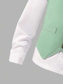 SHEIN 2 piezas Conjunto de niño preadolescente estilo caballero - Chaleco sin mangas y pantalones, traje formal elegante para fiesta de cumpleaños, boda, ceremonia, aniversario