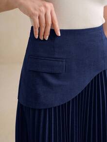 Anewsta 优雅百褶女裙，适合秋季、冬季、新年、派对、婚礼等场合，尽显优雅、时尚、别致、圣诞节风情。 - 藏蓝色 - 查看 5