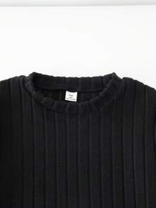 2pcs Classic Black & White Graphic Print Elegant Basic Long Sleeve T-Shirt, Suitable For Layering Or Standalone Wear, Teenage Girls