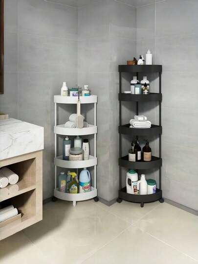 角落浴室置物架、三角角落置物架、落地式马桶置物架、洗手间置物架、浴室置物架、储物架、缝隙置物架、多层厨房置物架、浴室配件、房间装饰