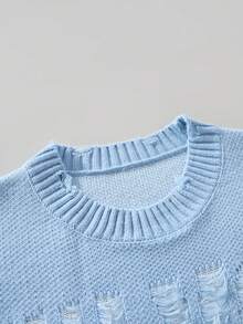 Manfinity EMRG Men's Letter Pattern Fashionable Crew Neck Long Sleeve Graphic Sweater Men Y2k Long Sleeve Knit Sweater, For Winter - Baby Blue - View 5