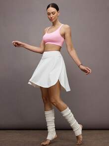 Activina 交叉 挖空 羅紋針織純色運動內衣 - 粉色 - 查看 2