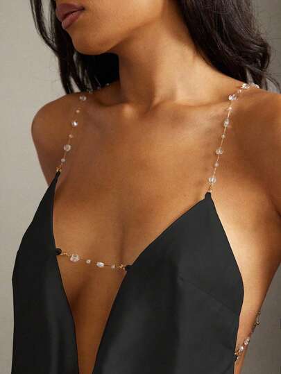 Denimoi Women's Chain Decor Plunging Neck Sexy Fashion Camisole Top