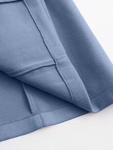 DreamSkyne Plus Size Fashionable Solid Color Woolen Coat With Belt, Versatile For Autumn/Winter - Baby Blue - View 4