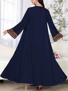 SHEIN Najma Women's Floral Print Elegant Long Sleeve Cardigan, Graceful Arabic Abaya Style, Spring/Autumn - Multicolor - View 2