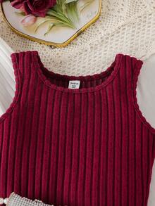 2pcs/Set Girls Red Heart Embroidery Cardigan & Dress, Fashionable European Style, Spring/Autumn - Red and White - View 4