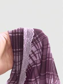 ROMWE J-Fashion Váy trượt patin họa tiết kẻ caro ngọt ngào cổ điển dành cho nữ - màu nâu - Xem 6